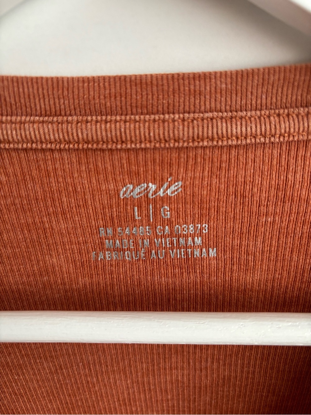 aerie Ribbed Long-Sleeve Henley Top in Rust Orange - Picture 4 of 4